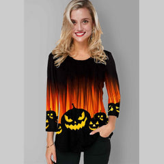 Gradient Halloween Long Sleeve T-Shirt - Party Season Style