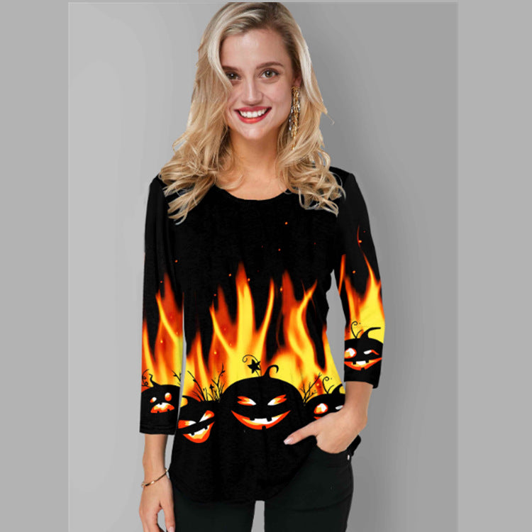 Gradient Halloween Long Sleeve T-Shirt - Party Season Style