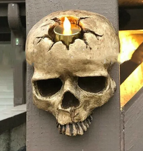 Halloween Skull Wall Decor – Gothic Skull Candle Holder