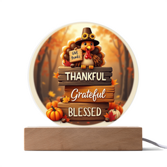 Thanksgiving “Thankful, Grateful, Blessed” LED Acrylic Plaque