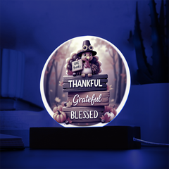 Thanksgiving “Thankful, Grateful, Blessed” LED Acrylic Plaque