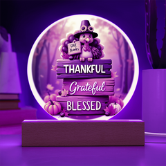 Thanksgiving “Thankful, Grateful, Blessed” LED Acrylic Plaque