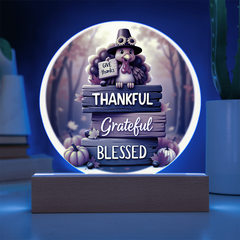 Thanksgiving “Thankful, Grateful, Blessed” LED Acrylic Plaque