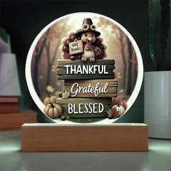 Thanksgiving “Thankful, Grateful, Blessed” LED Acrylic Plaque