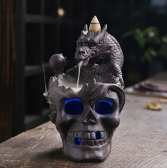 Dragon Skull Backflow Incense Burner with LED Light